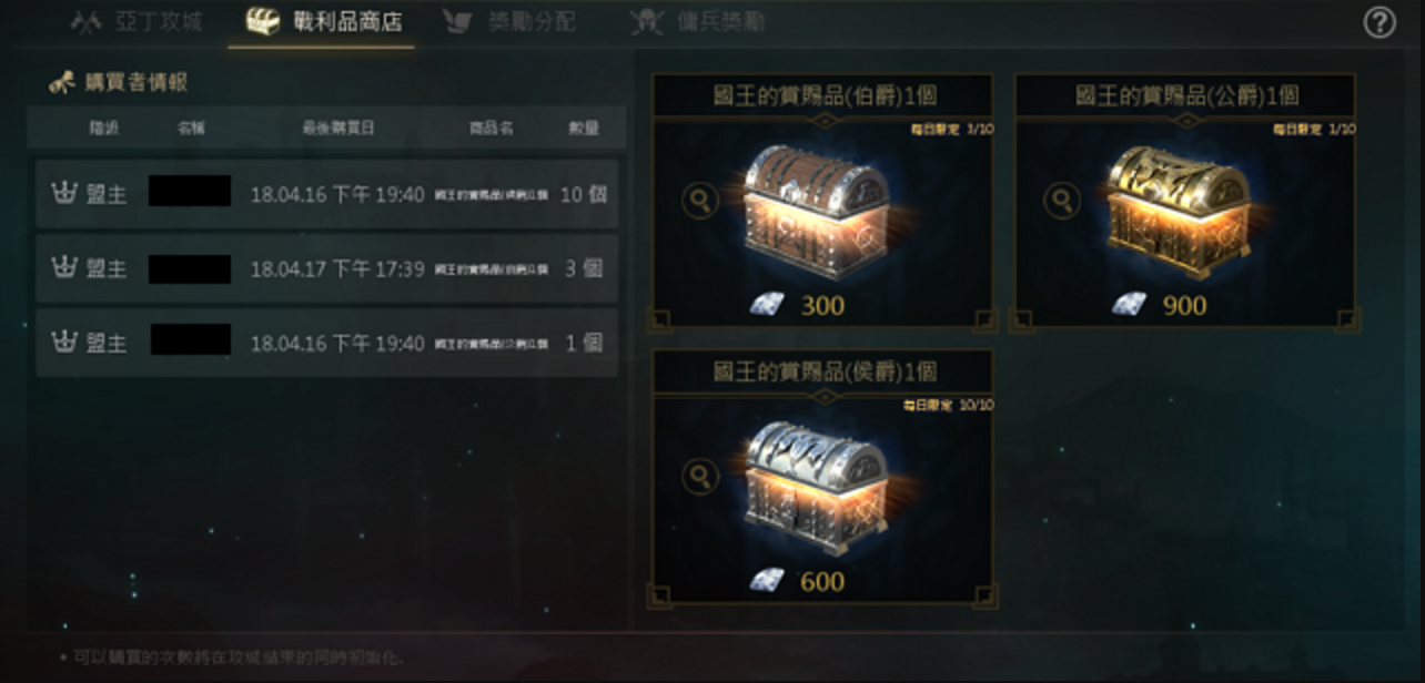天堂 大尾天堂M私服 戰利品的類型和戰利品商店
